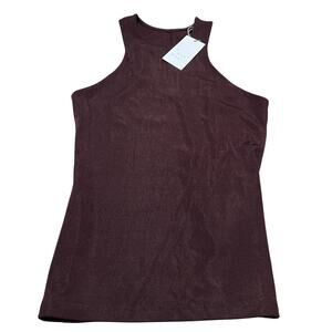 A New Day Women's Dark Brown Slim Fit High Neck Tank Top - Size Small - NWT